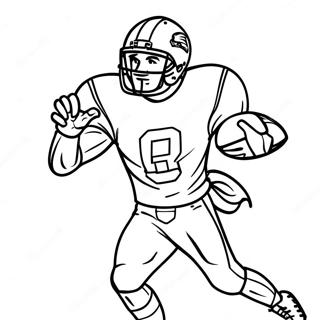 Dynamisk Wide Receiver Fotballspiller I Aksjon Coloring Page 2461-1978