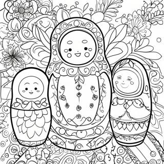 Tradisjonelle Russiske Matryoshka Dukker Fargeleggingsark 34934-27631