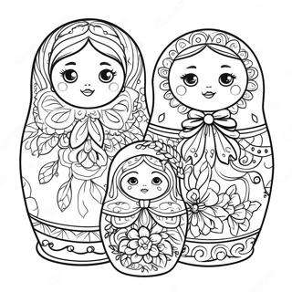 Tradisjonelle Russiske Matryoshka Dukker Fargeleggingsark 34934-27632