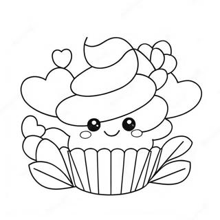 Sot Kawaii Muffins Med Hjerter Fargeleggingsark 42264-33415